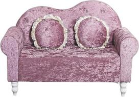 Dvivietė kompaktiška sofa-lovesa iš glamžyto aksomo, 2 sėdimų vietų, su išlenktomis kraštų pagalvėlėmis, išlenktu atlošu, nedidelė, skirta miegamajam ir svetainei (B, 140 cm)