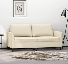 Dvivietė sofa 359334 Dvivietė sofa, skirta svetainei, dvivietė sofa, kreminės spalvos, 140 cm, dirbtinė oda