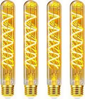 E27 LED „vintage“ lemputė, 185 mm cilindrinė lempa, 4 W, spiralės formos sriegis, reguliuojamo ryškumo, su gintaro spalvos stiklu, „Edison“ stiliaus retro lempa, „vintage“ lemputė, E27 šiltos baltos spalvos, skirta šviestuvams, toršerams, „Industrio“ inte