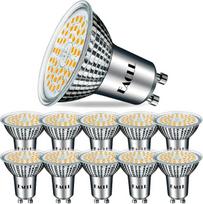 EACLL GU10 LED šiltos baltos spalvos 10 W lemputės, pakeičiančios 140 W halogenines lemputes, 10 vnt. pakuotė, 1050 liumenų, 3000 K lemputės, 230 V kintamosios srovės, nemirgantys prožektoriai, spinduliavimo kampas 120 laipsnių, negalima reguliuoti švieso