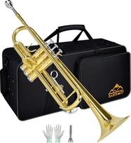 EASTROCK Trimitas Sib Standartiniai žalvariniai muzikos instrumentai 7C antgalis su pieštukiniu dėklu pradedantiesiems (žalvarinis auksas)