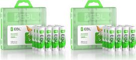 EBL AA baterija, 2800 mAh, įkraunamos „Mignon“ AA baterijos, NiMH tipo, 12 vnt. pakuotė, 1,2 V AA baterija (2 vnt. pakuotė)