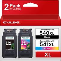 ECHALLENGE PG-540 XL CL-541 XL Suderinami su „Canon“ spausdintuvų kasetėmis 540, 541, daugiapakės kasetės, skirtos spausdintuvams „Pixma TS5150“, „MG3650“, „MG3600“, „MG4250“, „MX475“, „MX375“, „MX535“, „MG3150“, „MG3500“ (1 juodas, 1 spalvotas)