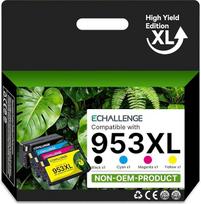 ECHALLENGE 953XL 953 XL – „HP 953XL“ spausdintuvų rašalinių kasetės, didelis rinkinys, suderinamas su „HP 7720“ kasetėmis, skirtas modeliams 7740, 7730, 8710, 8715 (953XL spausdintuvo kasetės, 4 vnt. rinkinys) Suderinamos rašalo kasetės