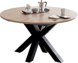 Edda 9 13554-130 Apvalus ištraukiamas valgomojo stalas 130 x 130 x 78 cm Juodas plienas / ąžuolo šakos