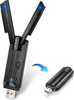 EDUP AX1800 USB Wi-Fi 6 adapteris, 1800Mbit/s dviejų dažnių USB 3.0 belaidžio tinklo raktas, WPA3, belaidžio tinklo adapteris su 2,4 GHz / 574Mbps ir 5 GHz / 1200Mbps dažniais bei įmontuota antena, skirtas „Windows 11/10/7/XP“ ir „Mac OS“