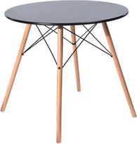 EGGREE skandinaviško dizaino apvalus valgomojo stalas 2 4 asmenims su medinėmis kojomis ir metaliniu rėmu, 80 x 80 x 75 cm, juodas
