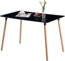 EGGREE Skandinaviško dizaino stačiakampio formos medinis valgomojo stalas Virtuvės stalas 2-4 asmenims 110 x 70 x 72 cm juodas