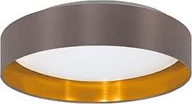 EGLO Maserlo 2 LED lubų šviestuvas, tekstilinis lubų šviestuvas, svetainės kambario šviestuvas, aukso ir kapučino spalvos medžiaginės lubos, plastikinis, baltos spalvos, šiltai baltos spalvos, skersmuo 38 cm