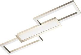 EGLO Monirote LED lubų šviestuvas minimalistinis su nuotolinio valdymo pulteliu, reguliuojamo ryškumo svetainės kambario šviestuvas, pagamintas iš matinio nikelio metalo ir balto plastiko, virtuvės šviestuvas, šiltos baltos/šaltos baltos spalvos, L 78 cm