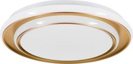EGLO Moschetta LED lubų šviestuvas, apvalus lubų šviestuvas su nuotolinio valdymo pulteliu, prieškambario lubų šviestuvas, miegamojo šviestuvas, pagamintas iš aukso spalvos metalo ir balto plastiko, šiltos baltos/šaltos baltos spalvos, skersmuo 40 cm