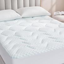 EHEYCIGA Gelio antčiužinys 140 x 190 cm "Box Spring" lovos, čiužinio antčiužinys 140 x 190 cm "Memory Foam", vėsinantis čiužinio antčiužinys su itin giliomis kišenėmis, baltos spalvos