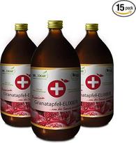 Ekologiškas granatų eliksyras (3 x 500 ml) - tiesioginės sultys iš prinokusių granatų vaisių, nefalsifikuotos, be cukraus ar kitų priedų, pagamintos Vokietijoje