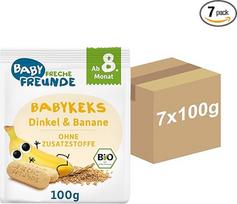 Ekologiški kūdikių sausainiai FRECHE FREUNDE Spelta ir bananai, užkandis kūdikiams nuo 8 mėnesių, be pridėtinio cukraus, veganiški, 7 vnt. (7 x 100 g)