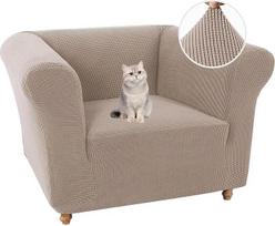 Elastingas „Chesterfield“ sofos užvalkalas, 1 vnt. sofos apsauginis užvalkalas su porankiais, iš elastano, žakardo audinio, skalbiamas sofos užvalkalas, neslystantis sofos užvalkalas, baldų apsauga nuo naminių gyvūnų (1 vietos, chaki spalvos)