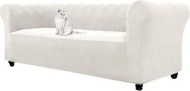 Elastingas „Chesterfield“ sofos užvalkalas 1, 2, 3 vietų, elastano žakardo sofos užvalkalas, sofos apsauga, neslystantis sofos užklotas, skalbiamas sofos užvalkalas, skirtas išlenktai sofai ar fotelui (dramblio kaulo spalvos, 3 vietų)
