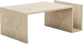 Elegantiškas kavos staliukas, travertino spalvos, 86,8 x 32,4 x 50 cm, 100 % melaminu dengtos medžio drožlių plokštės, 18 mm storio, montuojamas ant sienos, stilingo marmuro dizaino