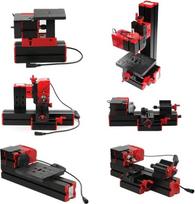 Elektriniai įrankiai, 12 V nuolatinės srovės, „6-in-1“ daugiafunkcinis metalo ir medžio apdirbimo mini CNC tekinimo staklės, motorizuotas išpjaustymo pjūklas, šlifuoklis, gręžtuvas, frezavimo staklės