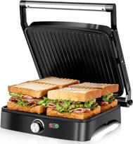 Elektrinis kontaktinis grilis Stalo grilis Panini keptuvė Sumuštinių kepimo aparatas 1500 W Silver