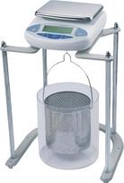Elektroninės hidrostatinės svarstyklės, skirtos kietųjų medžiagų tankio ir tūrio matavimui, su LCD ekranu, 10 kg talpa, idealiai tinka pramoniniam ir švietimo naudojimui, palaiko matavimo vienetų nurodymą