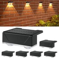 ELLASAY saulės sieninis lauko sodo šviestuvas: 4 vnt. 8 spalvų režimai RGB LED saulės šviesos diodų lauko apšvietimas - IP65 vandeniui atsparus - spalvotas apšvietimas, skirtas tvorai, terasai, balkonui (6 vnt. su lęšiu)
