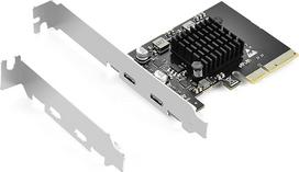 ELUTENG USB C PCIe kortelė 2 prievadai 2 x 10Gb/s, suderinama su PCIE X4/X8/X16, PCI-E USB C 3.2 Gen2 išplėtimo kortelė 20Gb/s su dideliu radiatoriumi, skirta staliniams kompiuteriams su "Windows 11/10/8/7/7/XP