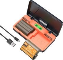 EN-EL15C 3000 mAh akumuliatorius (2 vnt. rinkinys) - 20 W greitojo įkrovimo įrenginys su LCD ekranu ir SD atminties kortelių lizdu, suderinamas su „Nikon“ EN-EL15 ir Z8, Z7, Z6, Z5, Z6II, Z7II, Z6III, D7500, D7200, D750, D850, D880, D77, 80