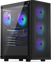 ENDORFY „Ventum 200 ARGB“ kompiuterio korpusas, ATX, su grūdinto stiklo šoniniu langeliu | 4 „Stratus 120 PWM ARGB“ ventiliatoriai, PWM + ARGB valdiklis, tinklinis priekis, radiatorius iki 360 mm, juodos spalvos