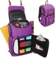 ENHANCE Designer Edition Full Size Trading Card Backpack - MTG Deck Pocket, vieta kortų aplankui, TCG Deck Box Storage - suderinama su Magic The Gathering (Canvas Look - Purple)
