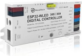 ESP32 WLED LED valdiklis su Ethernet, muzikos sinchronizavimu, UART ir 20 A kištukiniu saugikliu, dinaminiai apšvietimo efektai, kuriuos galima sukurti savarankiškai, 5–24 V nuolatinė srovė, skirtas WS2811, WS2812B, SK6812, WS2815 RGB/RGBW adresuojamoms L