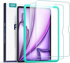 ESR 2 vnt. rinkinys „iPad Air“ 13 colių M4/M3/M2 modeliams, grūdintas stiklas | 2026/2025/2024, apsauginė plėvelė su montavimo rėmeliu, 9H kietumas, atsparus įbrėžimams, be burbuliukų, HD ryškumas, suderinamas su „Apple Pencil“