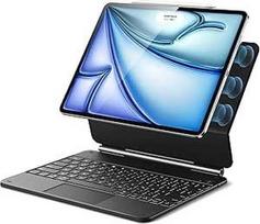 ESR magnetinės klaviatūros dėklas, klaviatūra "iPad Air 13" (M3/M2, 2025/2024), "Pro 12.9" 2022/2021, plaukiojantis stovas, apšviestas "Multi-Touch Trackpad", juodas
