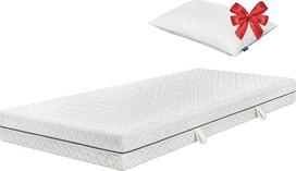 ESSENCE SLEEP putų čiužinys - 100 x 200 x 18 cm, 2-in-1 šaltų putų čiužinys, 7 zonų čiužinys su 1 pagalve, H2, ritininis čiužinys - kvėpuojantis, patogus ir patvarus, sertifikuotas "Oeko-Tex", atminties putos