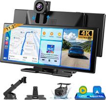 ESSGOO 11 colių belaidis „CarPlay“ ekranas su 4K raiškos 360° pasukama priekinė kamera, 1080P atbulinės eigos kamera, belaidis „Apple CarPlay“ ir „Android Auto“ jutikliniu ekranu, „Bluetooth“, „MirrorLink“, GPS, balsinis valdymas | „Apple CarPlay“ ekranas