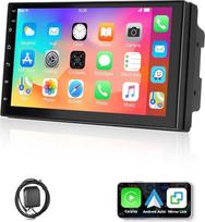 ESSGOO 4+64G automobilių radijas su belaidžiu „CarPlay“ ir „Android Auto“, 7 colių dvigubas 2 DIN HD ekranas su „Bluetooth“, balso valdymu, „MirrorLink“, GPS, FM, RDS ir SWC
