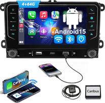 ESSGOO 4+64G dvigubo DIN formato automobilių radijas su belaidžiu „CarPlay“ ir „Android Auto“ palaikymu, skirtas „VW“ automobiliams