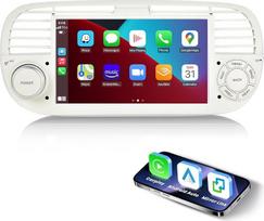 ESSGOO 4+64G belaidis automobilių radijas su „CarPlay“ ir „Android Auto“ funkcijomis, skirtas „Fiat 500“ (2007–2015 m.), „Android 14“ automobilių radijas su 7 colių ekranu, „CarPlay“, „Bluetooth“, FM, GPS ir RDS
