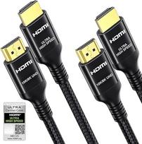 Etseinri 10K 8K 4K HDMI 2.1 kabelis, 1 m, sertifikuotas, itin didelės spartos, 2 vnt. rinkinys | HDMI kabelis, 48Gbps, 4K @ 240/165/144/120/60 Hz, 0,01 ms, eARC, VRR, HDR10+, televizoriui, monitoriui, projektoriui, garso kolonėlei, televizoriui, nešiojam
