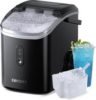 EUHOMY ledo kubelių gaminimo aparatas, 15 kg per 24 val., pagamina per 6 minutes, smulkaus ledo gaminimo funkcija, ledo gabaliukai, automatinis valymas, 120 W stalinis ledo kubelių gaminimo aparatas, infraraudonųjų spindulių jutiklis, energiją taupantis,