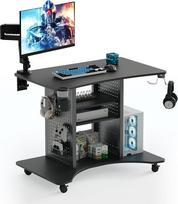 EUREKA ERGONOMIC rašomasis stalas, kompiuterio stalas su ratukais, nedidelis rašomasis stalas su 4 360° ratukais, 94 x 59 x 75 cm mobili darbo vieta, tinkama svetainei, miegamajam, kabinetui, su laikymo vieta