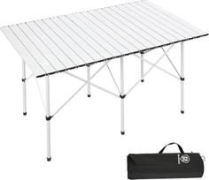 EVER ADVANCED Campingtisch Klappbar Aluminium Tischplatte 116X74CM für 4-6 Personen Klapptisch 50KG Belastbar, Falttisch mit Tragetasche für Camping Picknick Garten Balkon, Weiß