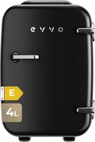 EVVO F4 mini šaldytuvas, retro stiliaus, juodos spalvos, 4 l talpos mini šaldytuvas, skirtas kremams, makiažo priemonėms ir grožio produktams, nešiojamas šaldytuvas, tinkamas naudoti kambaryje, biure ir automobilyje, šaldymo ir šildymo funkcijos, tylus, 1