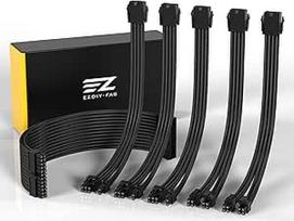 EZDIY-FAB PSU apvalkalas Mod Custom GPU PC minkštas nailono pintas prailginimo kabelis su šukomis rinkinys 24 Pin 3 x 8 Pin į 6 + 2 Pin / 2 x 8 Pin į 4 + 4 Pin 300mm / 11.8