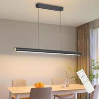 FANLG 80 cm LED pakabinamas šviestuvas Valgomojo stalo lempa Užtemdomas pakabinamas šviestuvas Valgomojo stalas juodas su nuotolinio valdymo pulteliu 30 W linijinis pakabinamas šviestuvas Valgomojo kambario šviestuvas Kabantis reguliuojamo aukščio biuro š