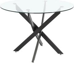 fanmuebles Stiklo valgomojo stalas su apvaliomis kojomis juodas 110 x 40 x 110 cm