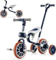 FANTASK 4-in-1 balansinis dviratukas iki 30 kg, vaikiškas triratukas su reguliuojama stūmimo rankena ir nuimamais pedalais, važiuojantis dviratukas vaikams nuo 1 metų (mėlynas)