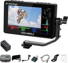 FEELWORLD F5PROX fotoaparato lauko monitorius 5,5 colio 1600 nitų jutiklinis ekranas 3D LUT 1920 x 1080 IPS 4K HDMI DSLR fotoaparato monitorius su F970 akumuliatoriumi fotoaparato krepšys C tipo įvestis
