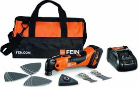 FEIN „Multimaster“ AMM 500 Plus 4,0 Ah, komplektas su nailono maišeliu, 18 priedų rinkinys. Suderinamas su „AMPShare“ arba „Bosch Professional“ 18 V akumuliatoriais, komplektuojamas su 18 V/4 Ah akumuliatoriumi ir greitojo įkrovimo įrenginiu. Nailono maiš
