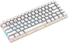 FELiCON AK33 mechaninė "Bluetooth" klaviatūra, belaidė ir laidinė, du režimai, 3 "Bluetooth" ryšio kanalai, 18 RGB "Chroma Rainbow" apšvietimo, 82 klavišai, apsauga nuo dvasių, QWERTY (mėlynas jungiklis/baltas)