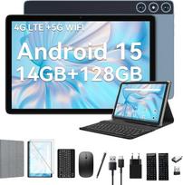 FEONAL "Android 15" planšetinis kompiuteris 10 colių, 4G LTE planšetiniai kompiuteriai su 2 SIM kortelėmis ir 1 SD lizdu, 5G WiFi planšetiniai kompiuteriai su 14GB + 128GB (1TBTF), "3-in-1" planšetinis kompiuteris su klaviatūra ir pele "Octa-Core", 1080FH